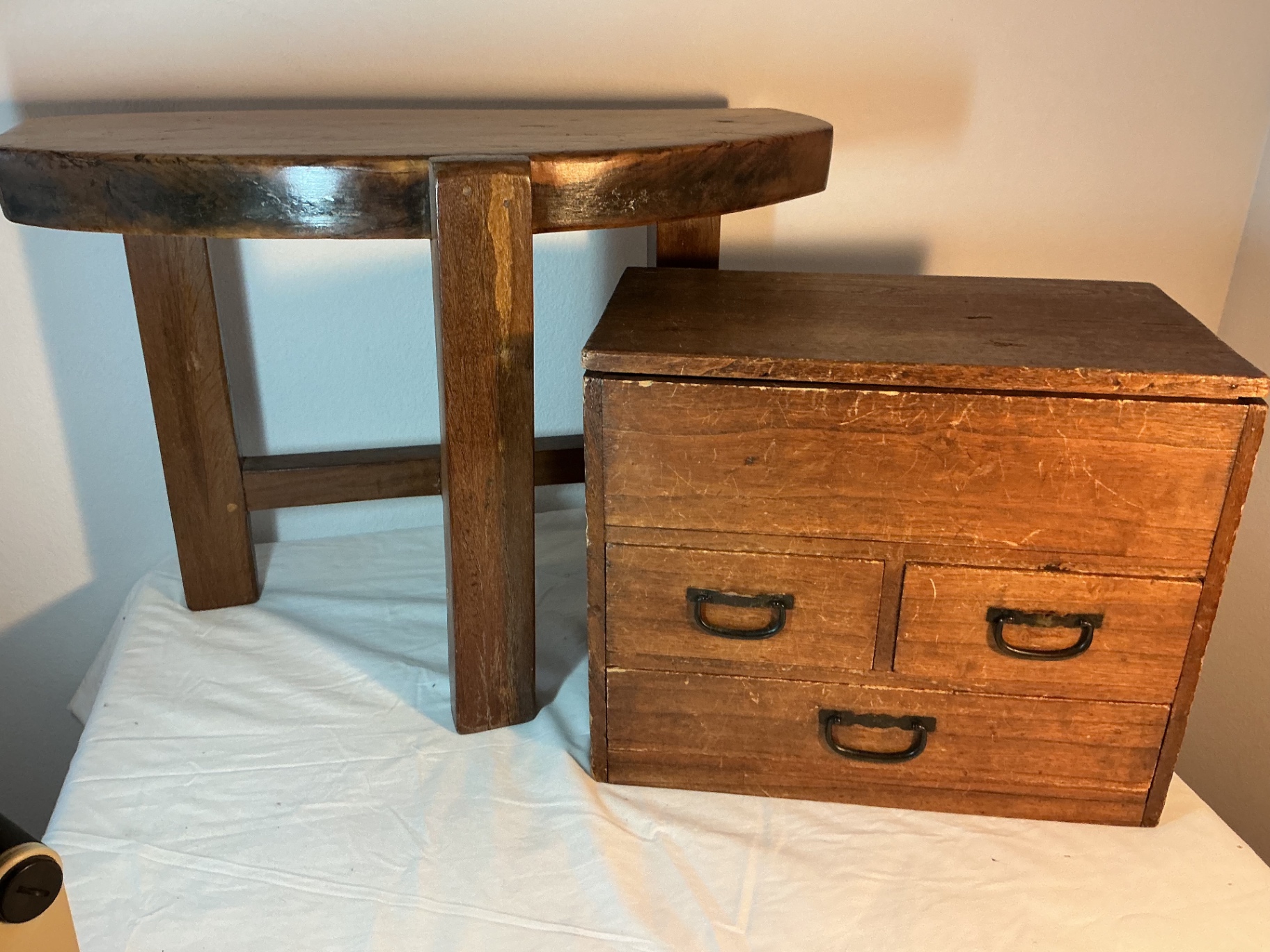 Vintage Asian Small Solid Wood table & Box with drawers - image 2 of 4