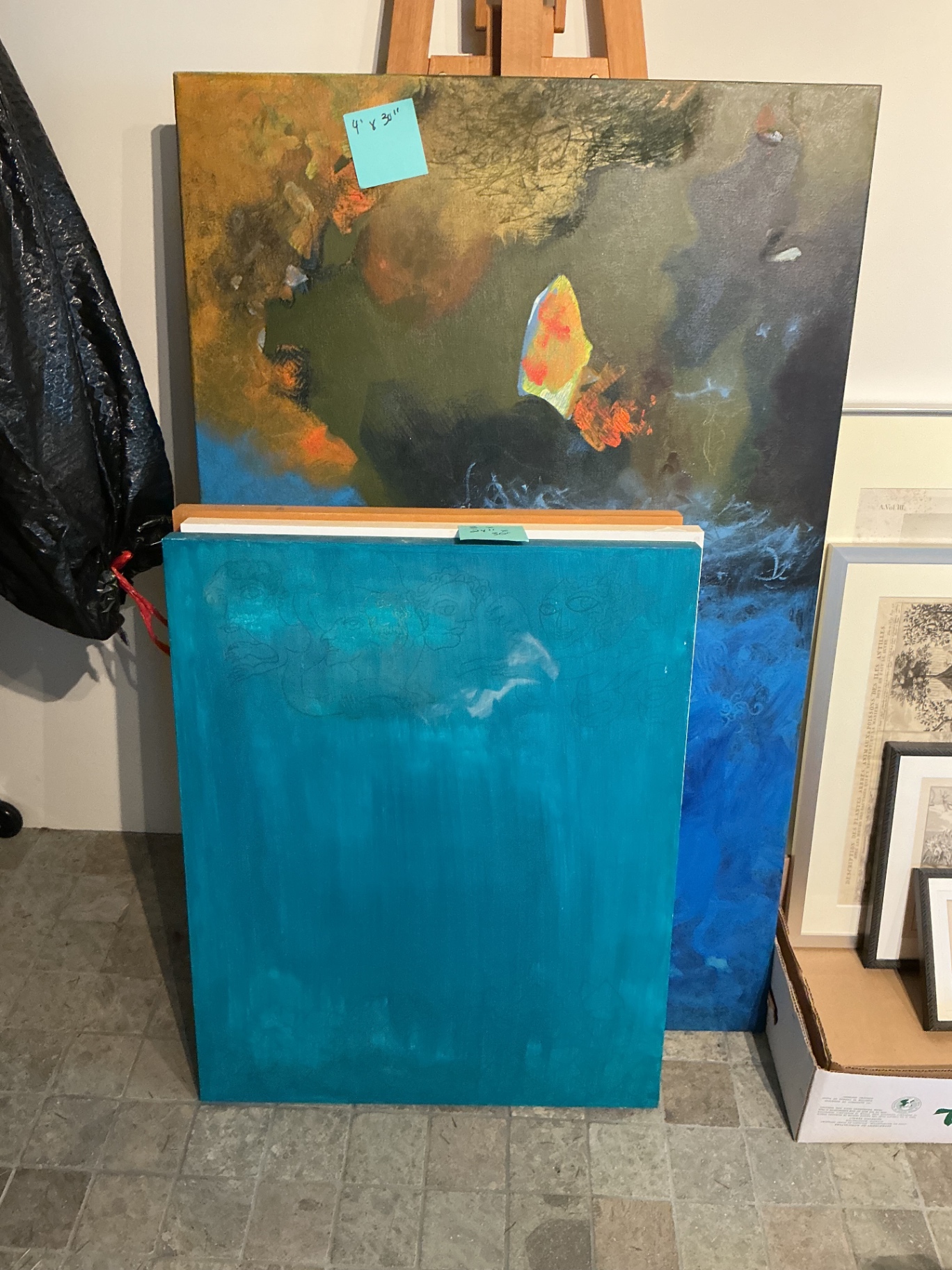 Wooden Artist Easel and 4 large canvases - image 6 of 8