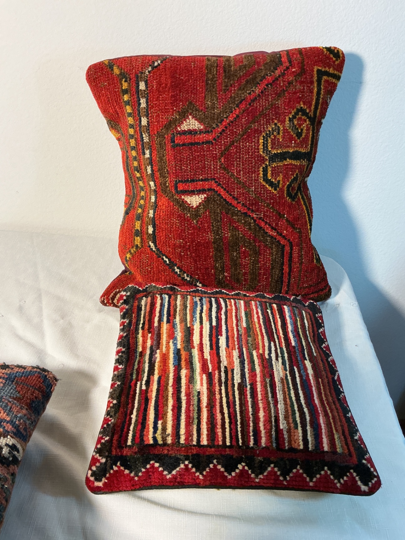 4 vintage Rug covered pillows - image 6 of 7