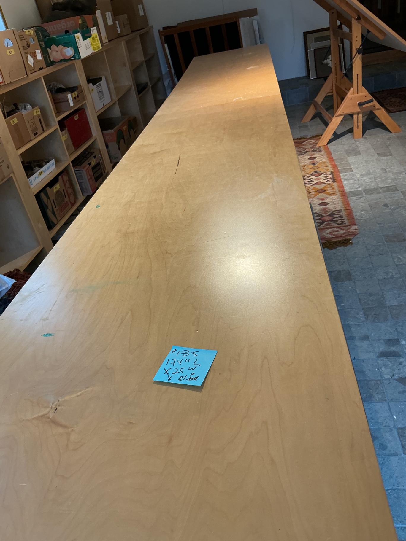 Very long ART table, Solid wood on Metal Pedestals - image 1 of 9