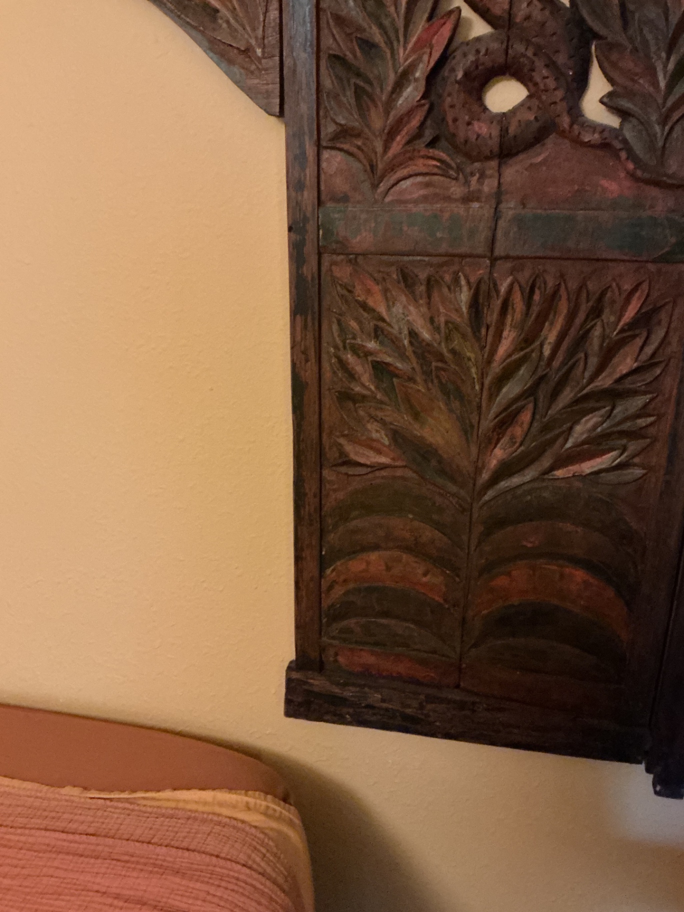 Carved wooden bed frame with memory foam mattress - image 4 of 9