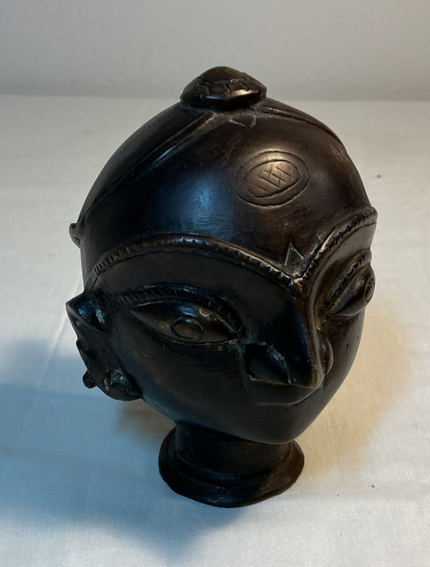 Vintage Bronze Monkey, 3 Antique Chinese Jue, and a carved bust - image 9 of 12