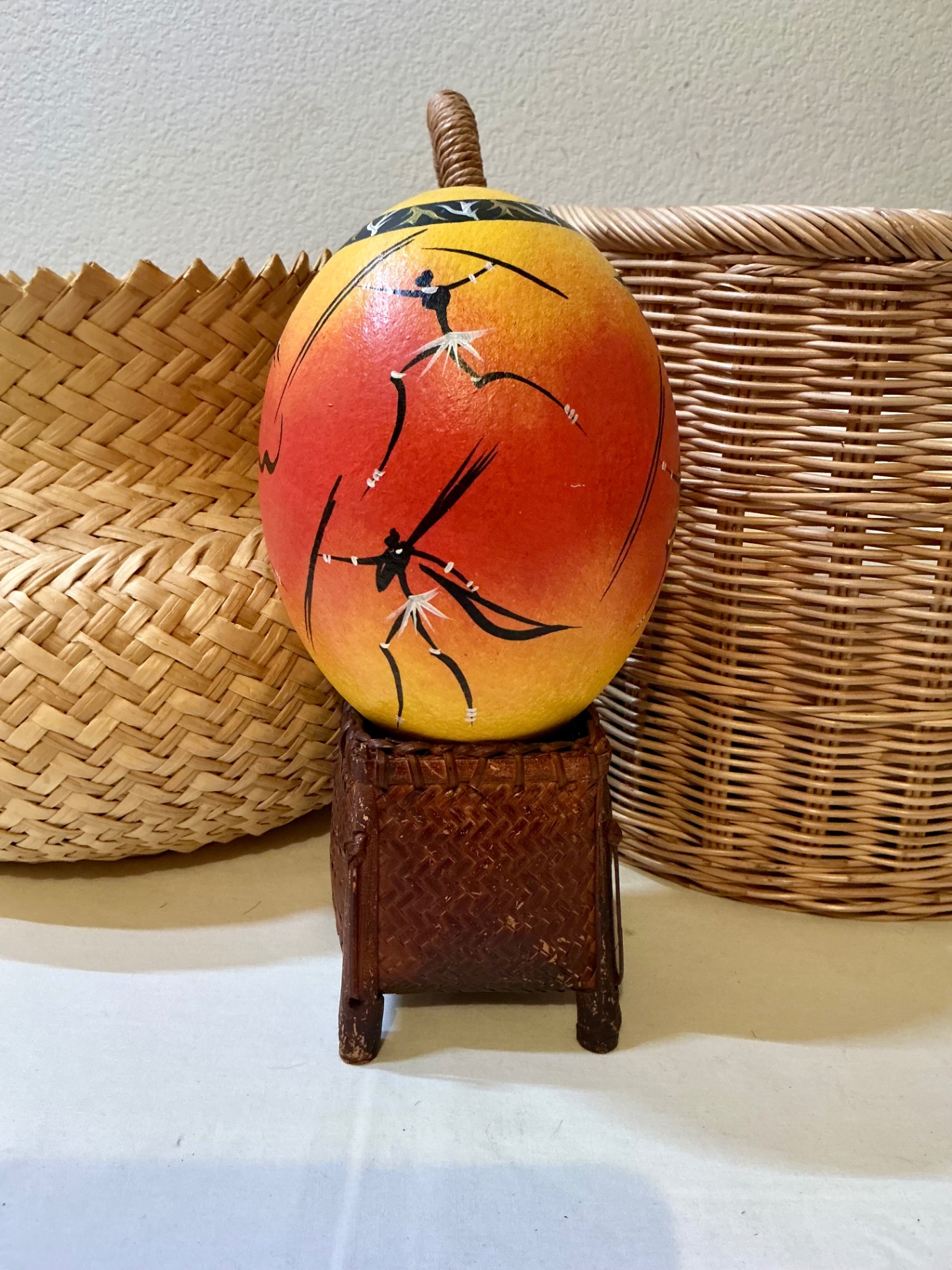 Woven baskets with Ostrich Eggs - image 5 of 7