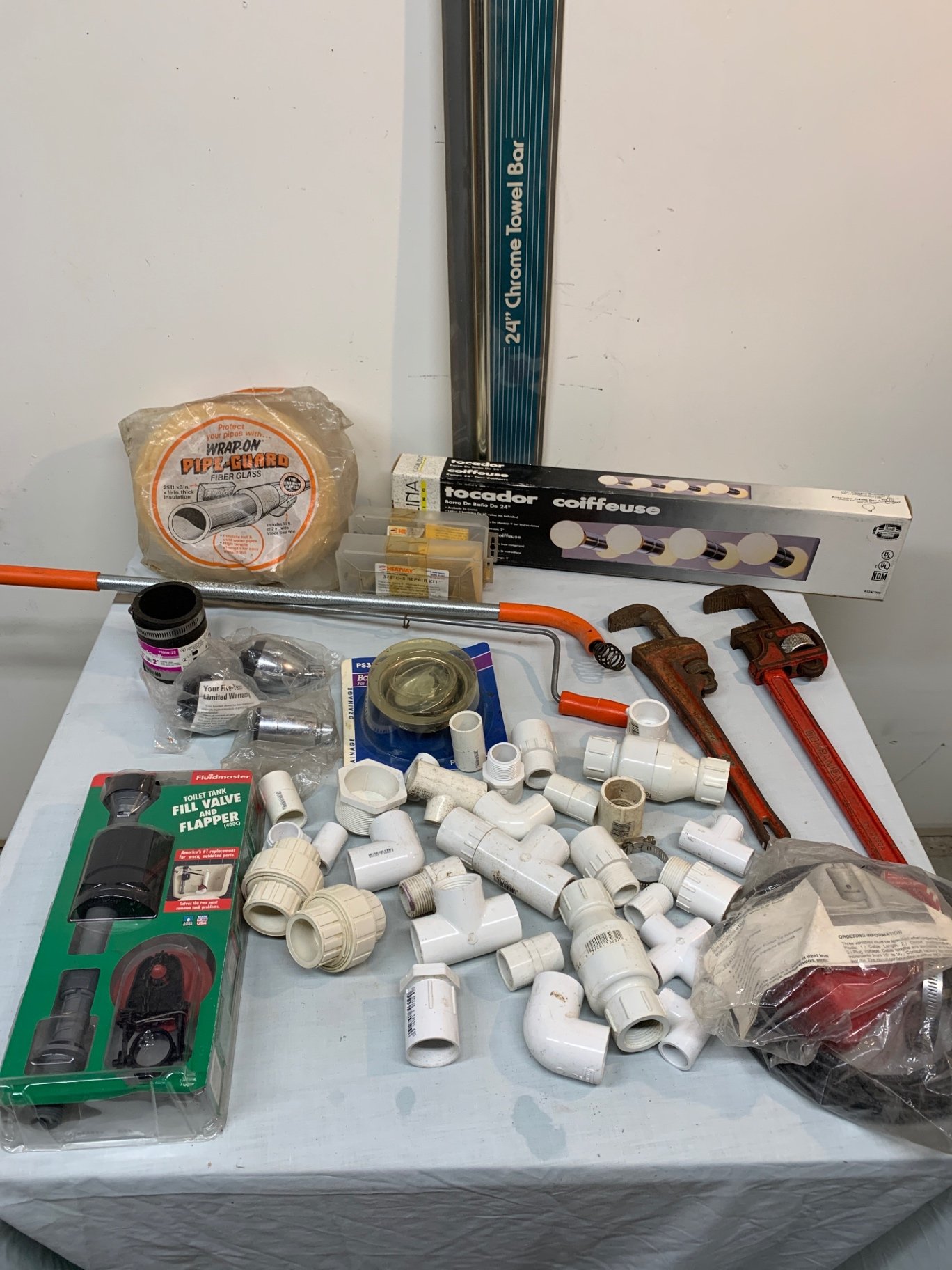 Assorted Plumbing Fittings, Valves, Tools, and Bath Hardware - image 1 of 6
