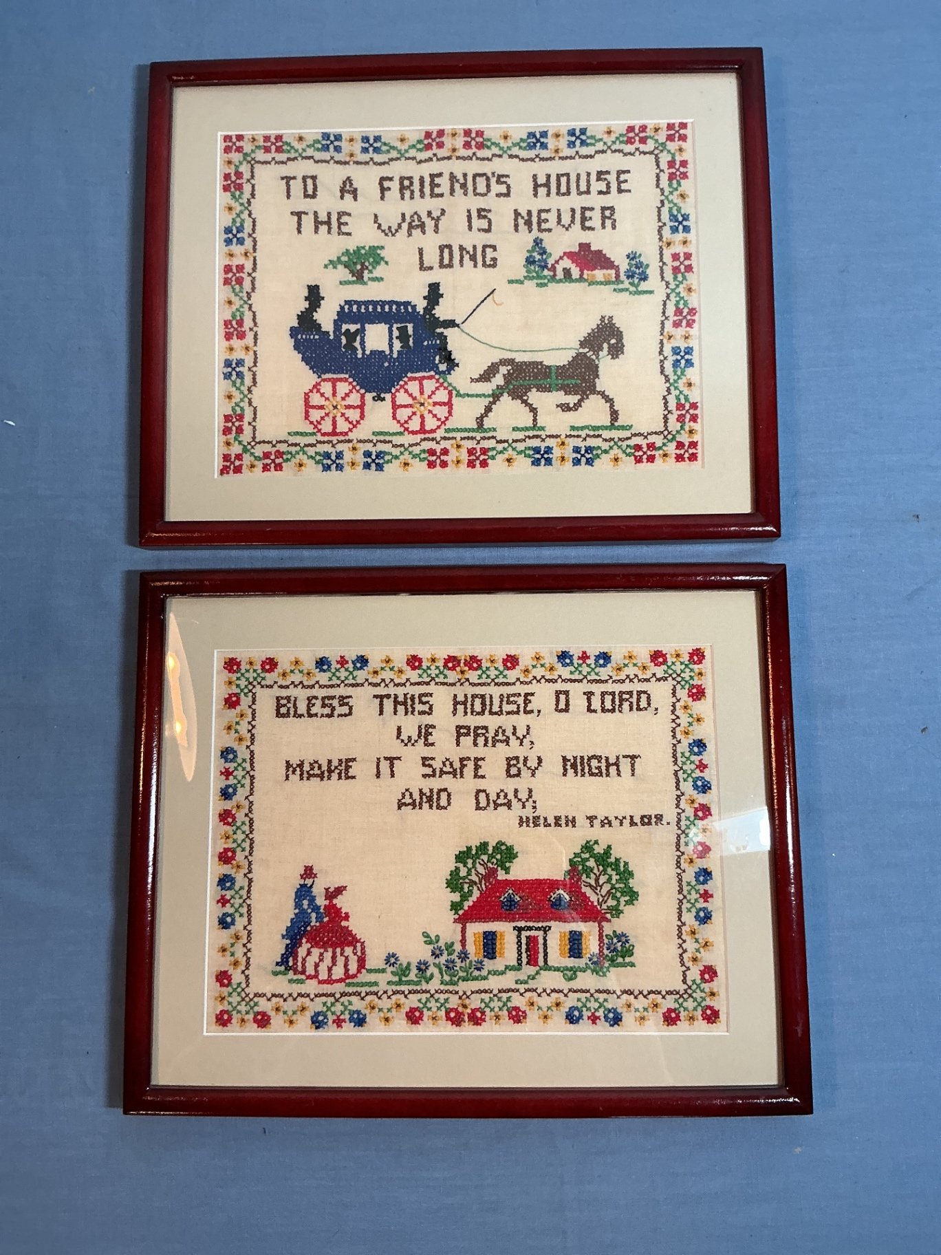 Framed Cross-Stitch and Pressed-Flower Wall Art - image 3 of 6