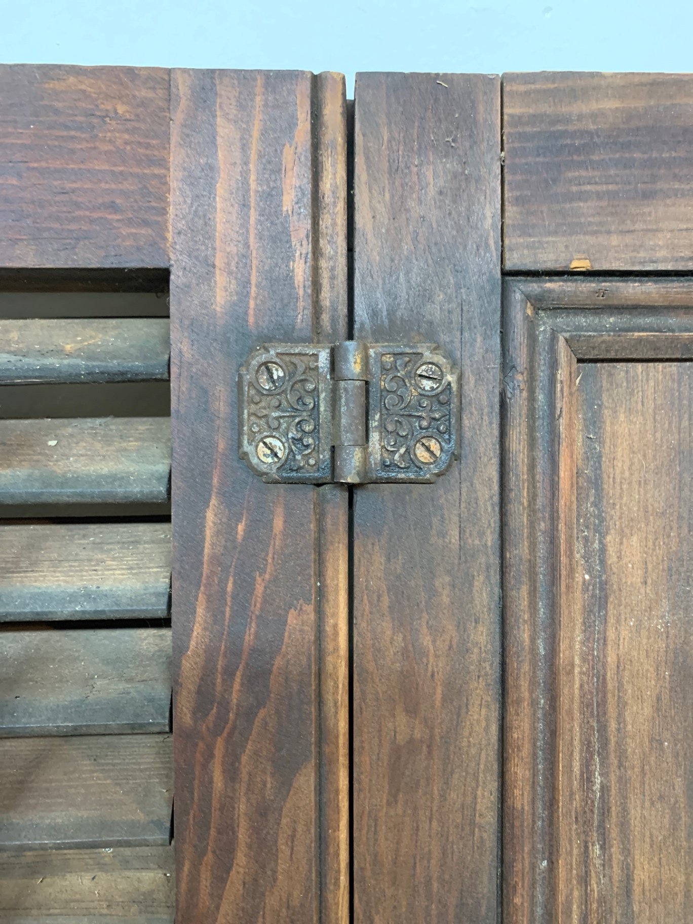 Vintage wooden shutters with hardware - image 2 of 3