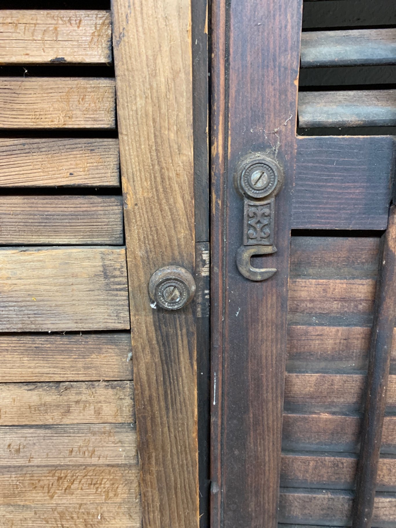 Vintage wooden shutters with hardware - image 3 of 3