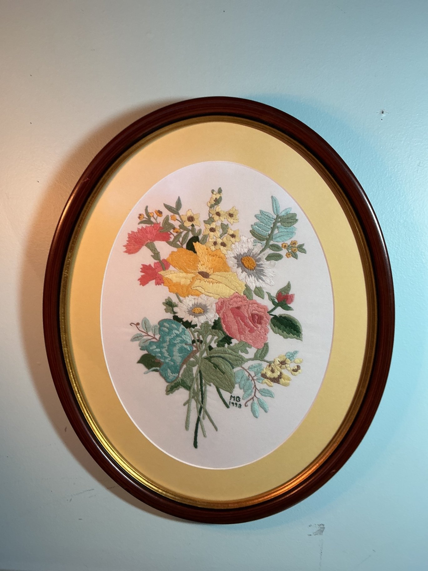 Framed Cross-Stitch and Pressed-Flower Wall Art - image 4 of 6
