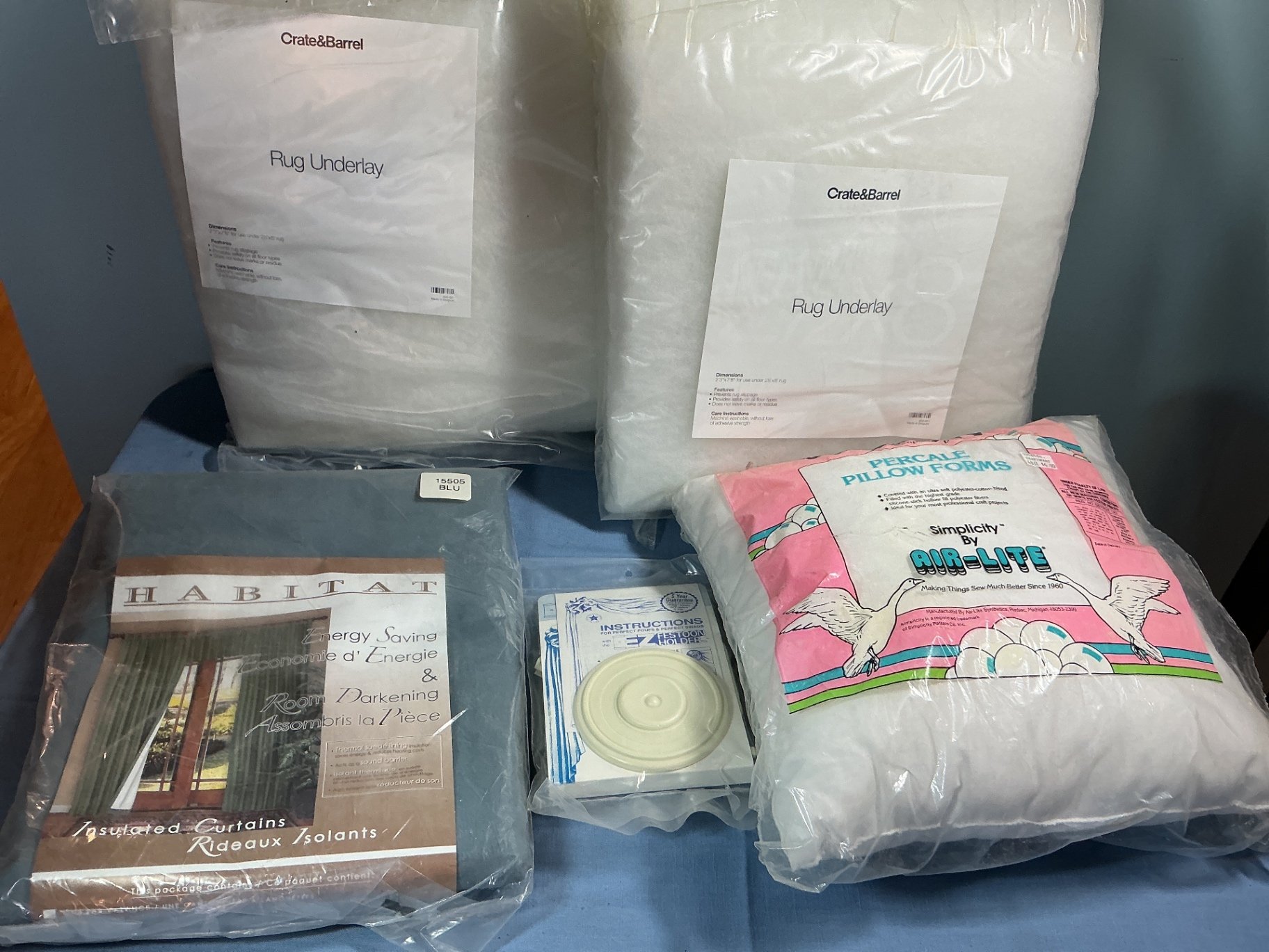 Insulated curtains, rug underlay, and pillow forms - image 1 of 4