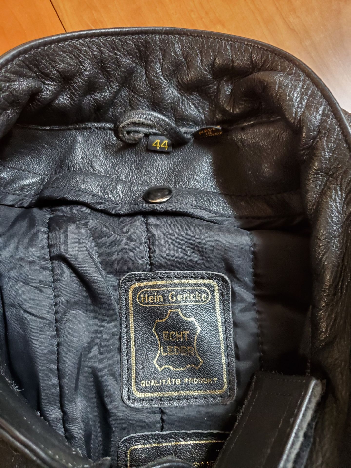Hein Gericke Black Leather Motorcycle Jacket Size 44 - image 1 of 8
