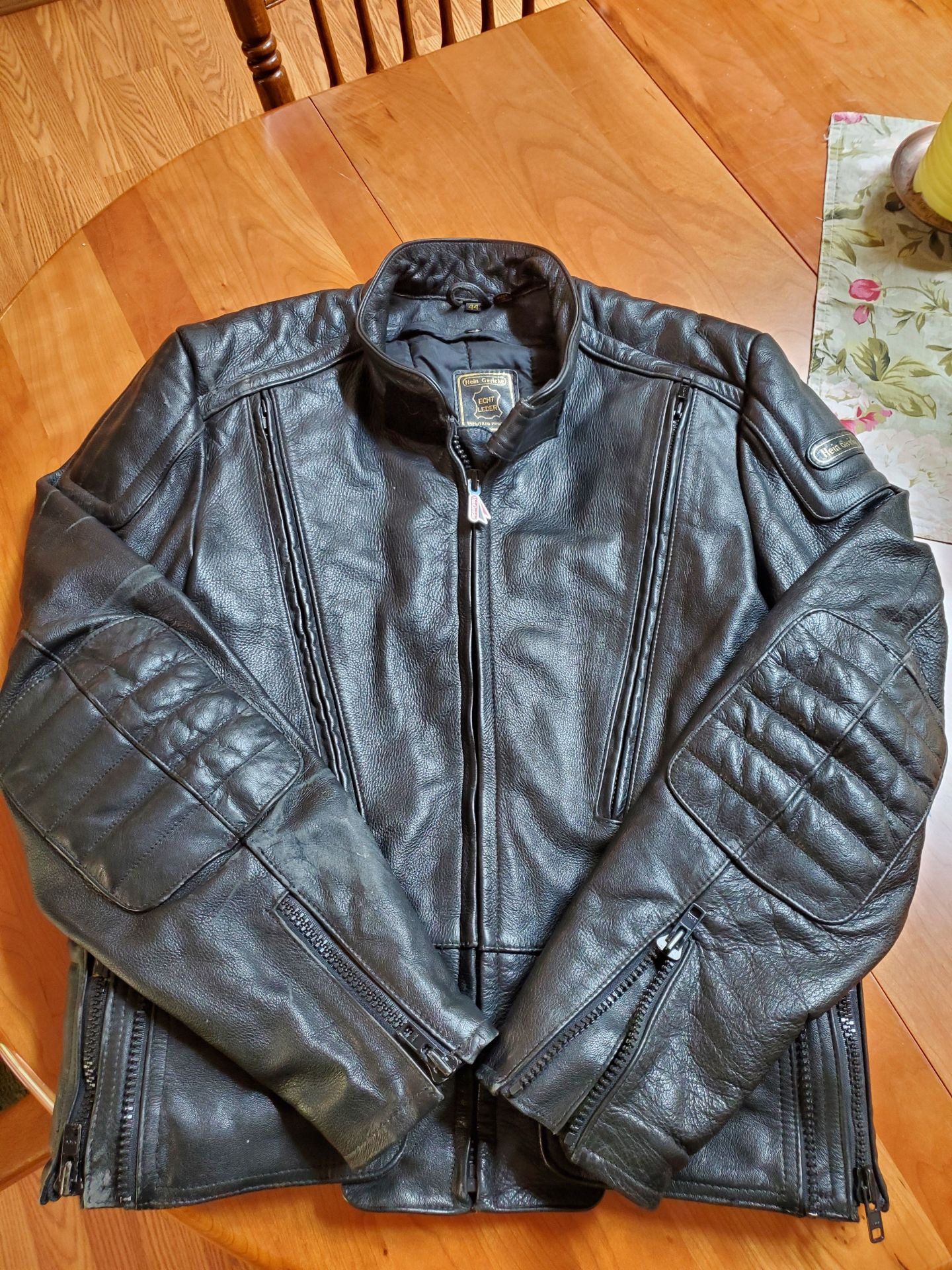 Hein Gericke Black Leather Motorcycle Jacket Size 44 - image 2 of 8