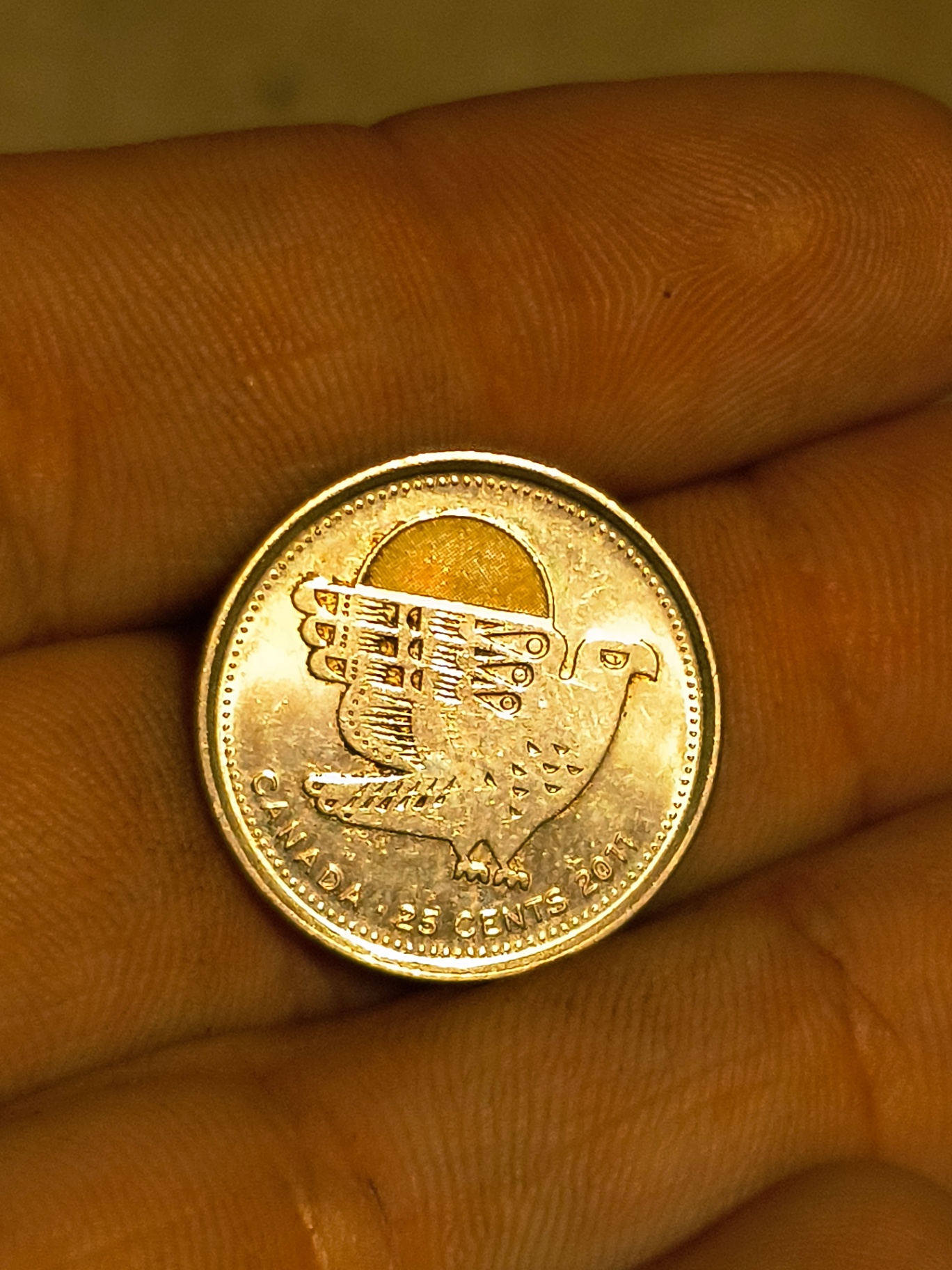 Canadian 25-cent coin (bird reverse, Queen obverse) - image 1 of 2