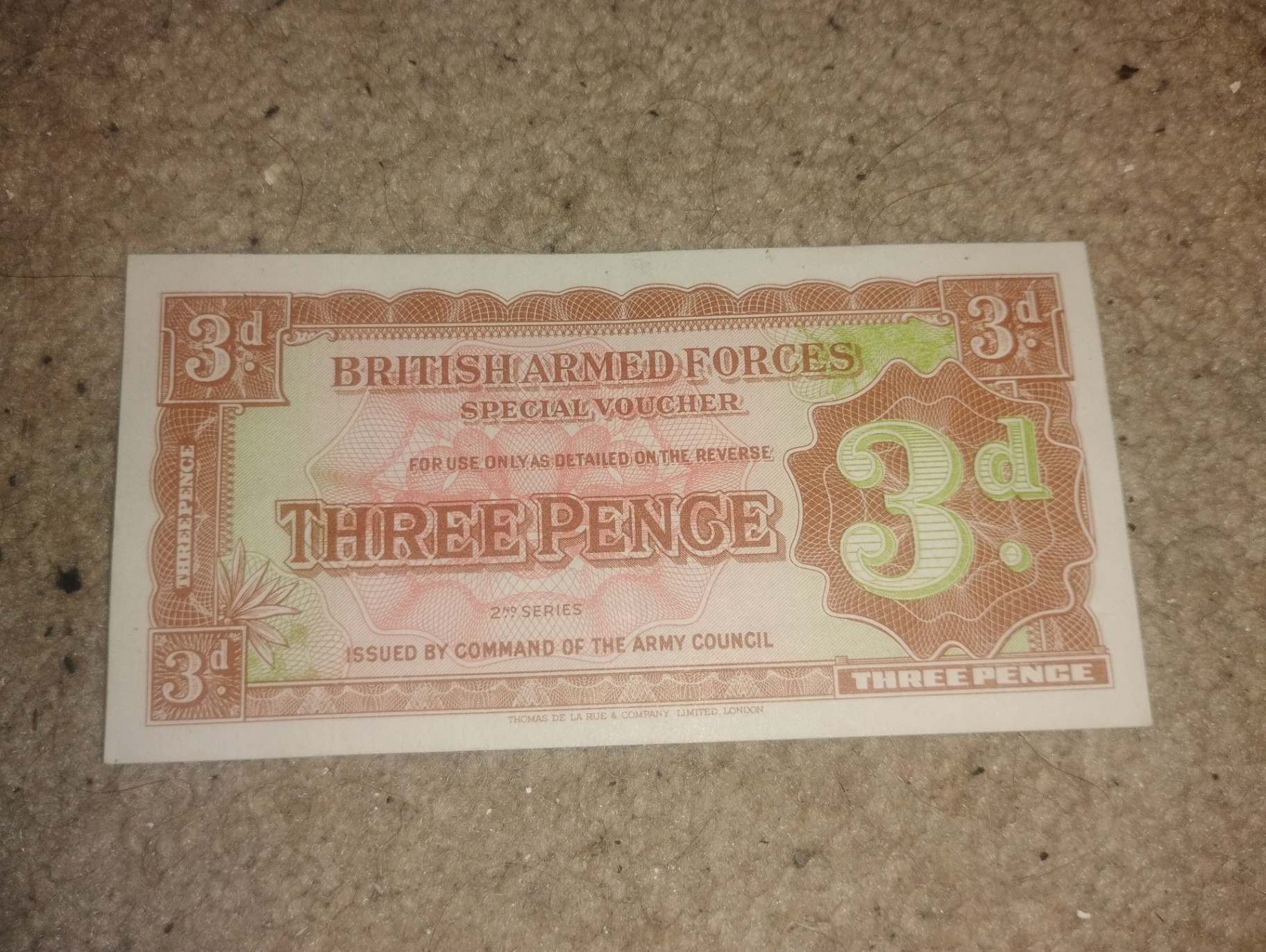British Armed Forces Special Voucher: Threepence - image 1 of 2