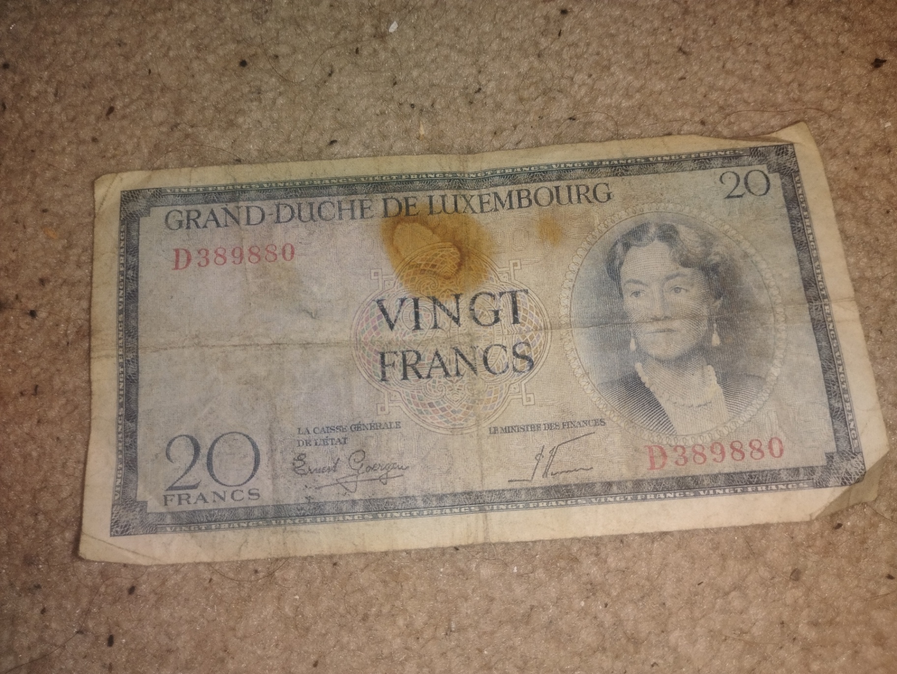 Luxembourg 20 Franc Banknotes - image 1 of 2