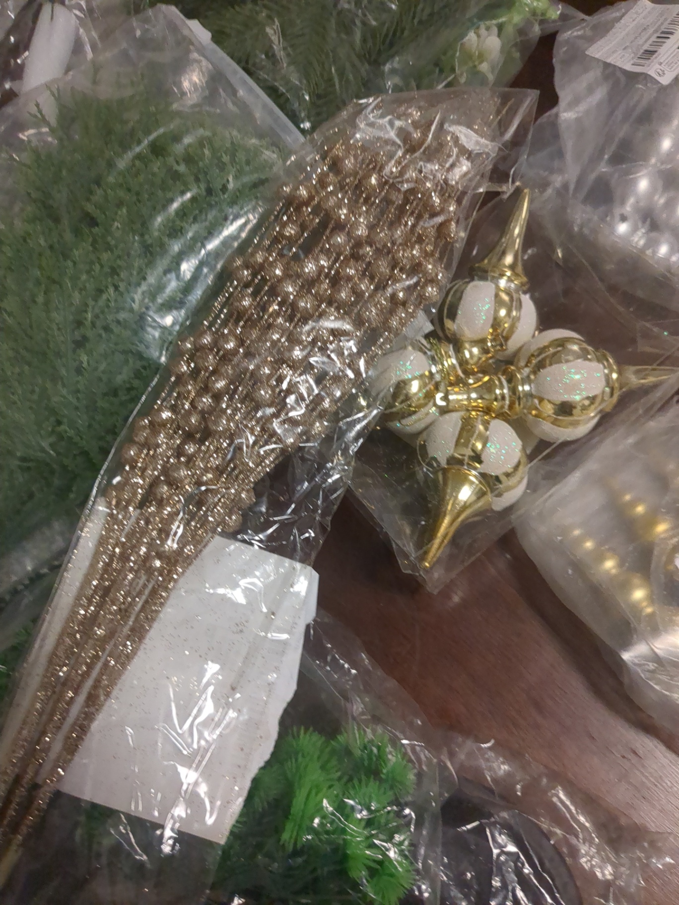 Christmas decorations and plastic green tree decorations  - image 9 of 10