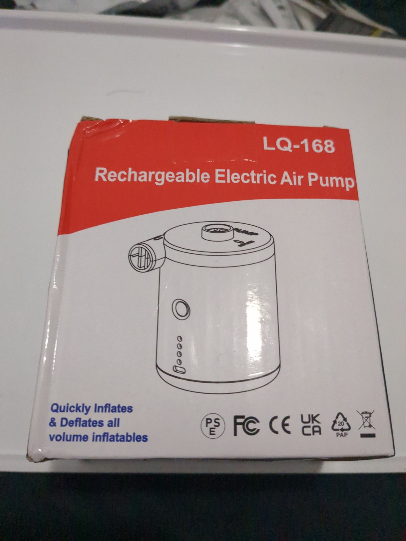 Rechargeable Electric Air Pump – Model LQ-168 (Brand New in Box) - image 1 of 3