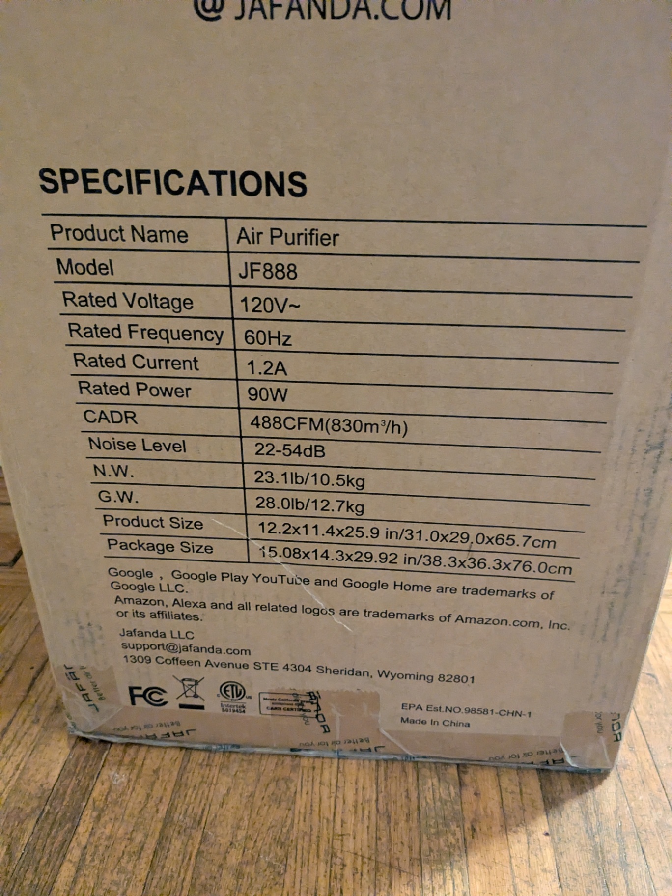 Jafända JF-888 Air Purifier – Like New / Factory Sealed Before Testing – Fully Working - image 2 of 14