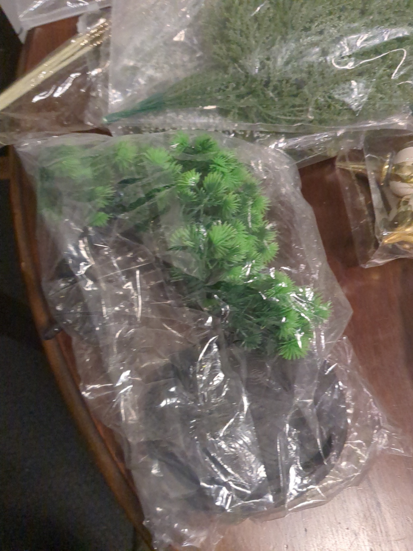 Christmas decorations and plastic green tree decorations  - image 8 of 10