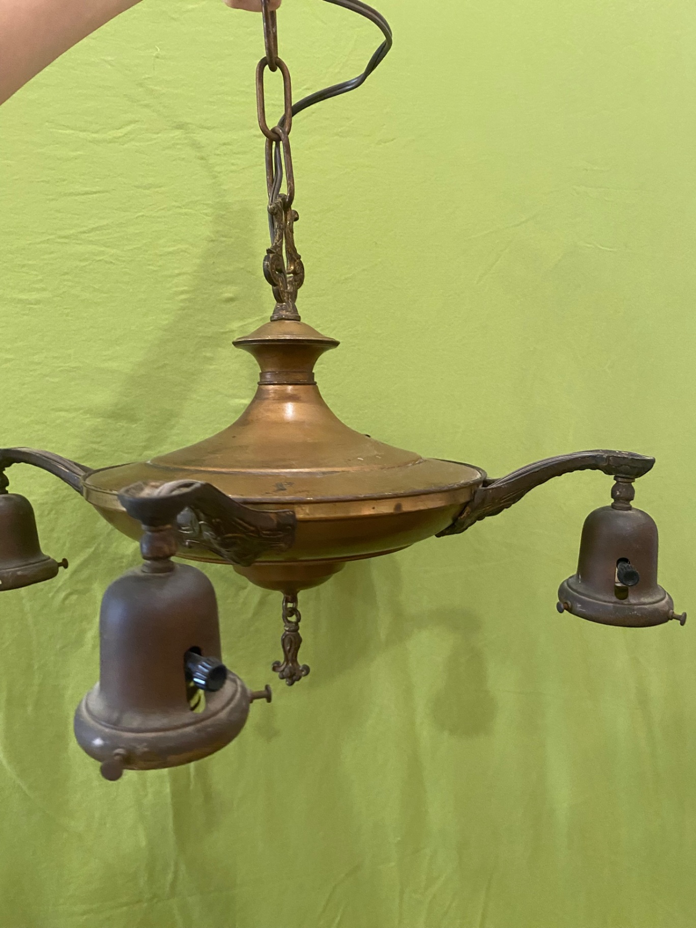 Brass Pan Light Chandelier - image 1 of 7