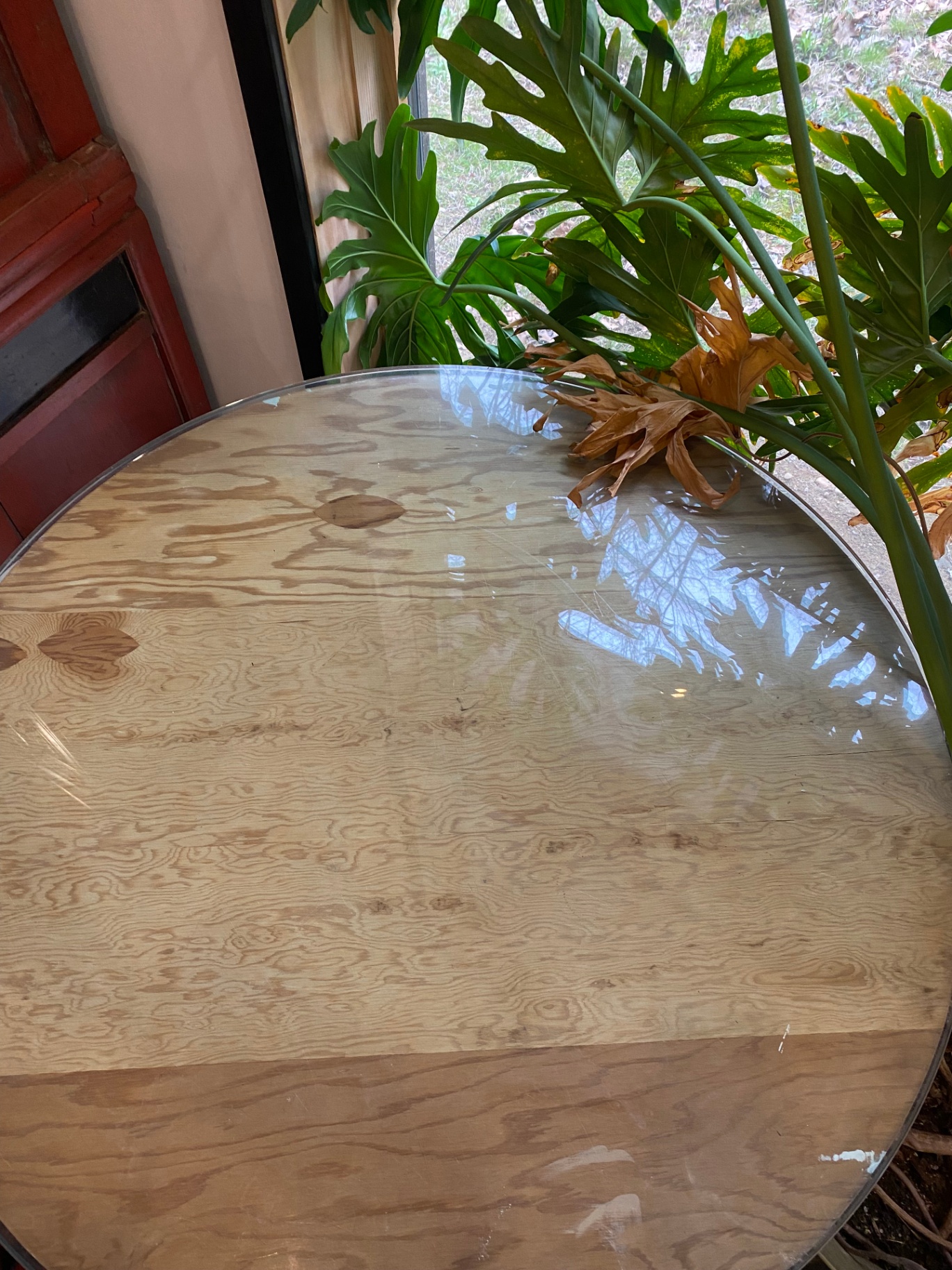 Glass Table with Travertine Base - image 2 of 2