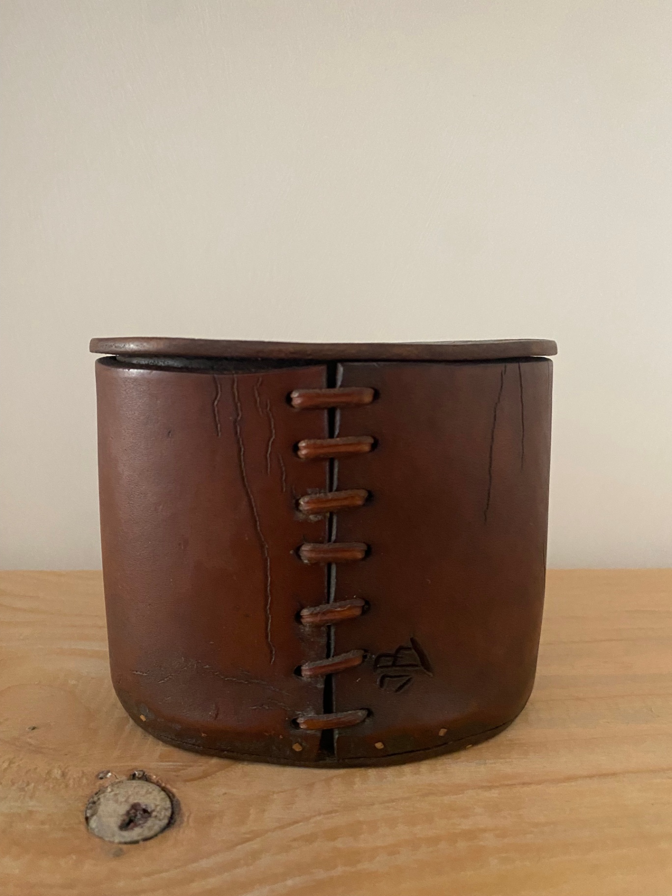 Antique Leather Box with Lid - image 3 of 3