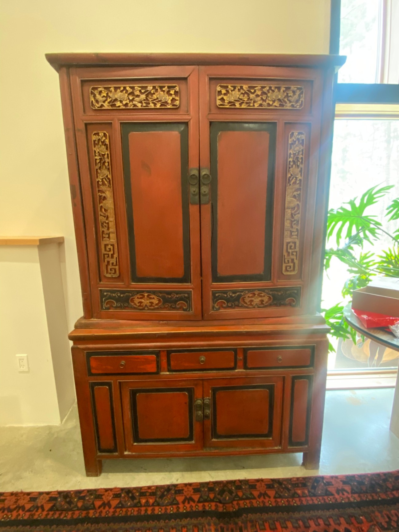 Chinese Red and Gold Lacquered Cabinet - image 1 of 12