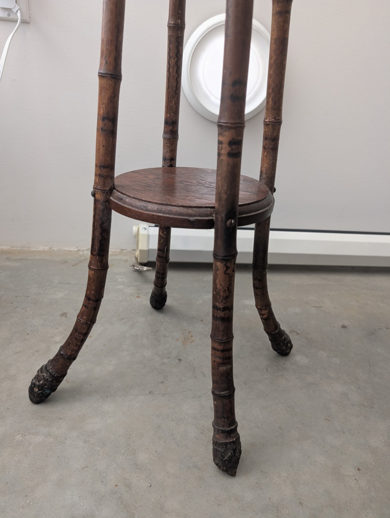 Antique Victorian Mottled Bamboo & Oak Two-Tier Table  - image 2 of 3