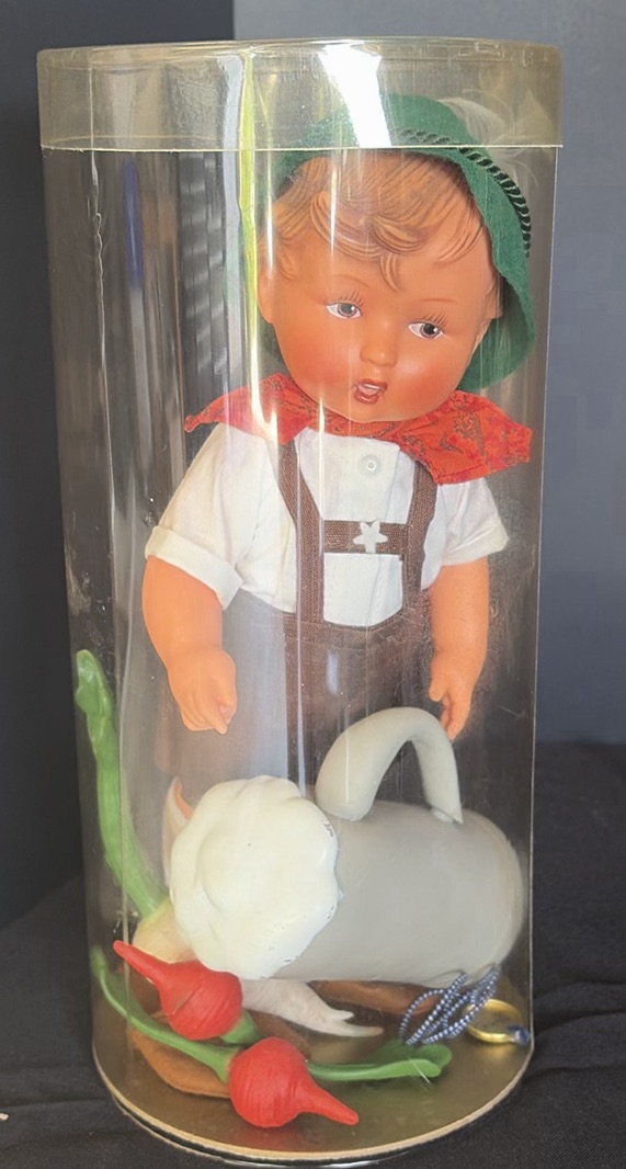 Vintage Baby Doll with Garden Accessories in Clear Cylinder - image 2 of 3