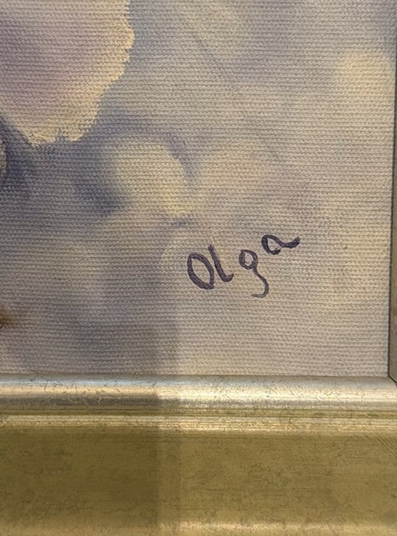 Framed Floral Painting Signed Olga - image 2 of 3