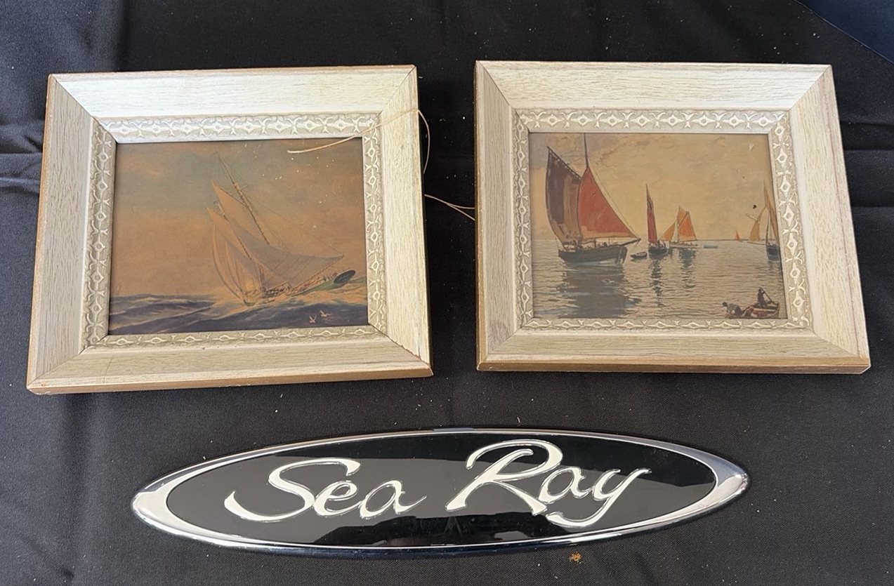 Two Sailboat Paintings with Sea Ray Emblem - image 1 of 4