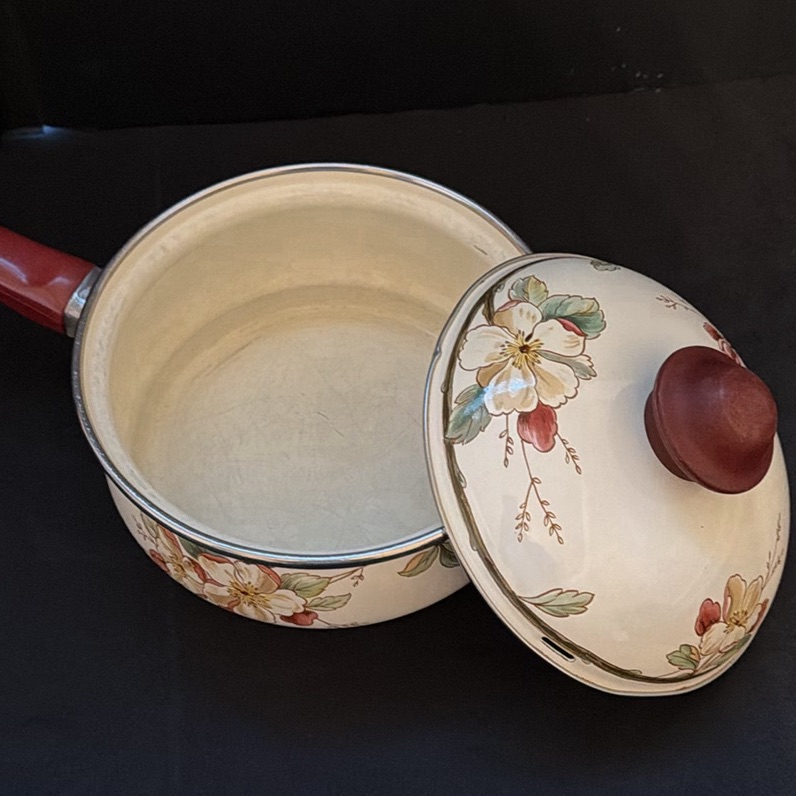 Framed Floral Artwork, Pair of Candlesticks, and Floral Saucepan - image 5 of 5