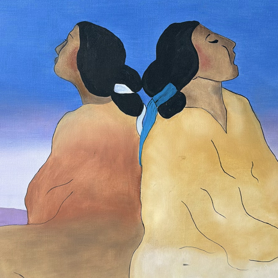 Framed Painting of Two Seated Women - image 4 of 4