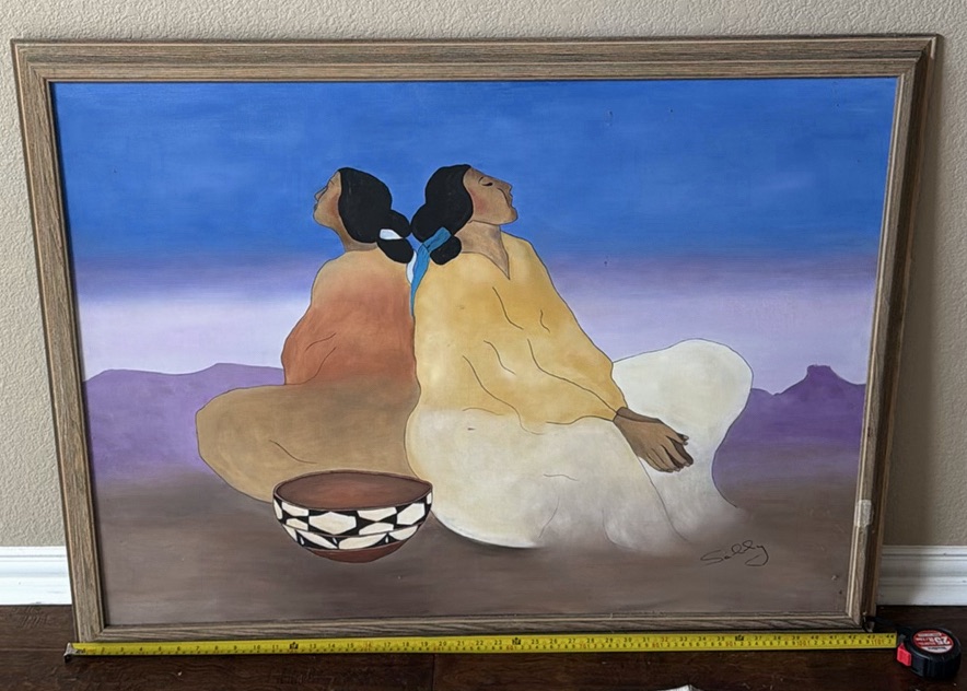 Framed Painting of Two Seated Women - image 1 of 4