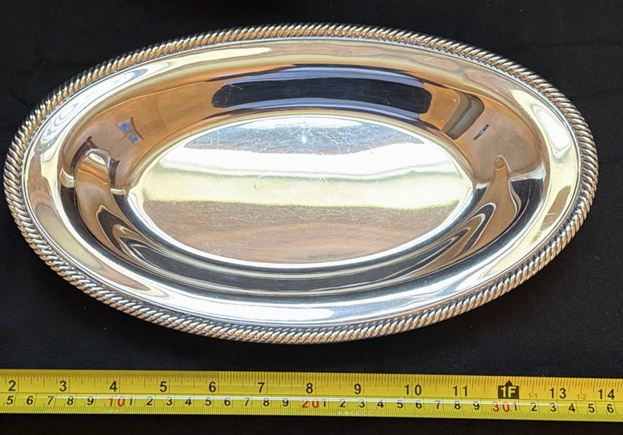 Silver-Tone Serving Trays, Bowl, and Covered Dish Set - image 2 of 6