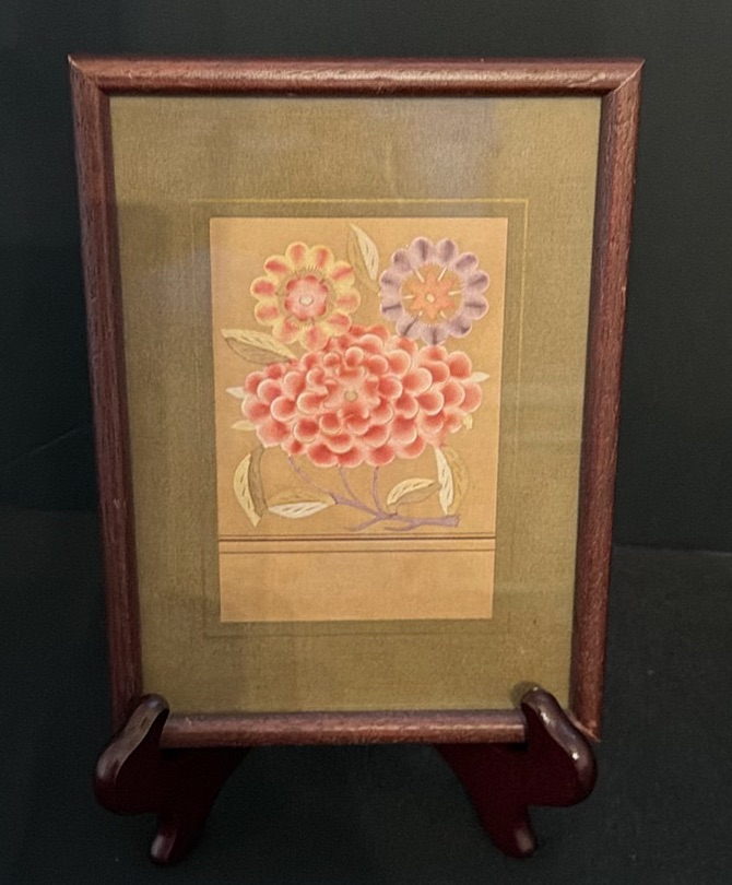 Framed Floral Artwork, Pair of Candlesticks, and Floral Saucepan - image 2 of 5