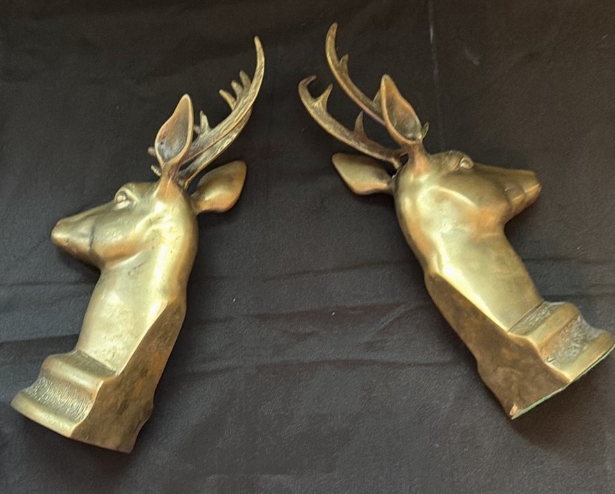 Pair of Brass Deer Head Book Ends - image 3 of 4