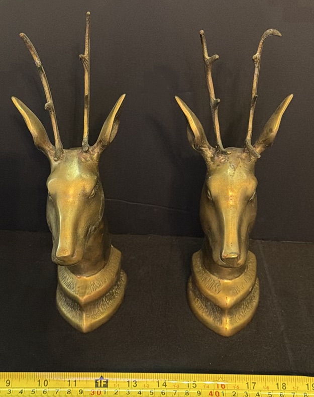 Pair of Brass Deer Head Book Ends - image 2 of 4