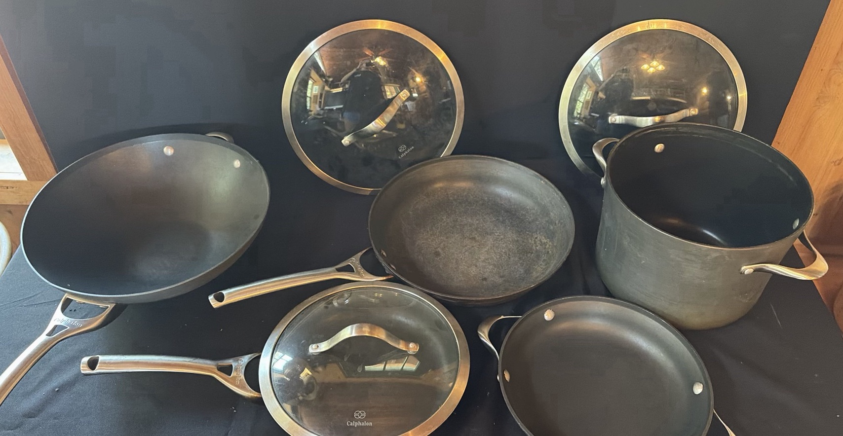 Calphalon cookware set with pots, pans, and glass lids - image 1 of 11