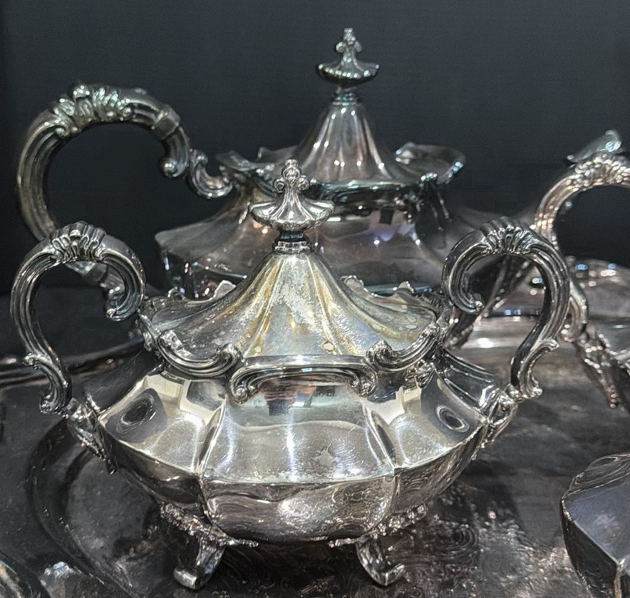 Silver-plated Tea and Coffee Service Set with Tray - image 3 of 5
