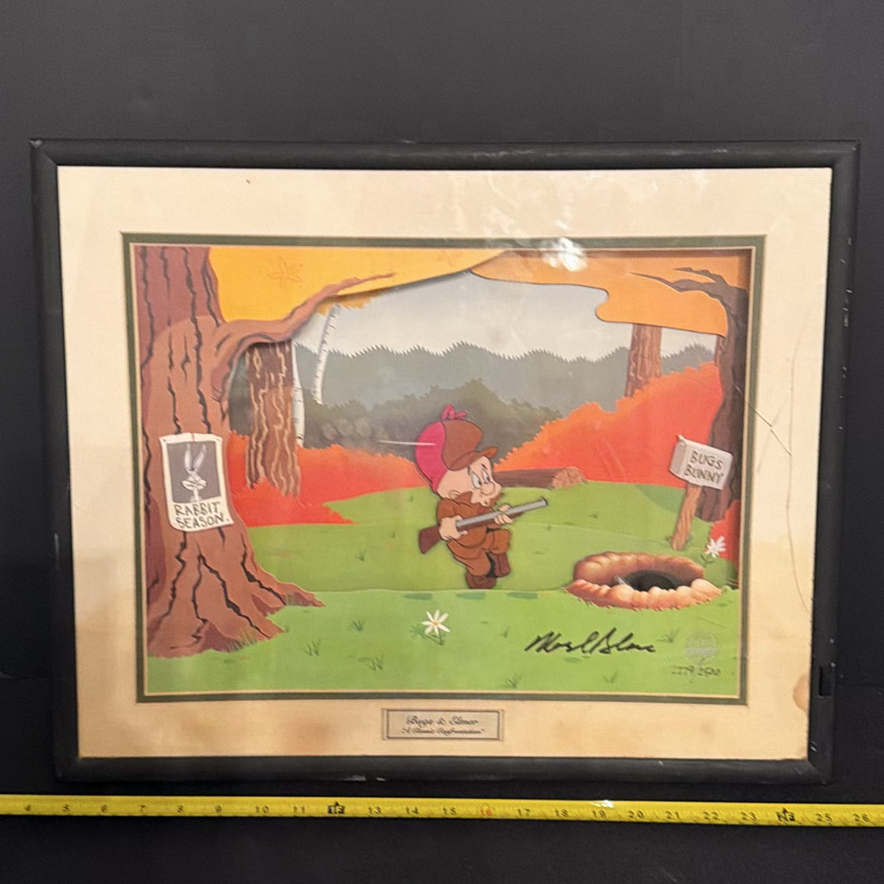 Framed Looney Tunes Bugs Bunny and Elmer Fudd Animated Animation Artwork - image 1 of 4