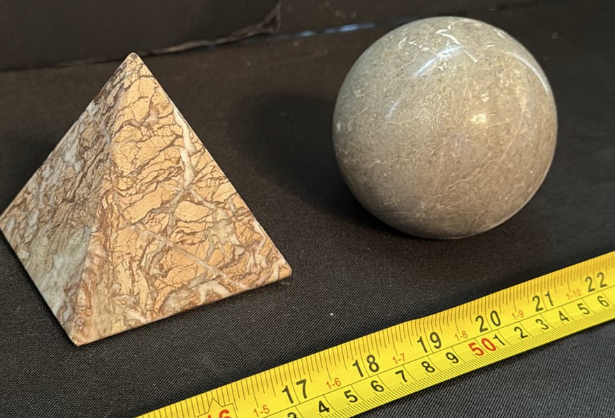 Decorative Metal Tray, Stone Pyramid, and Stone Sphere - image 5 of 5
