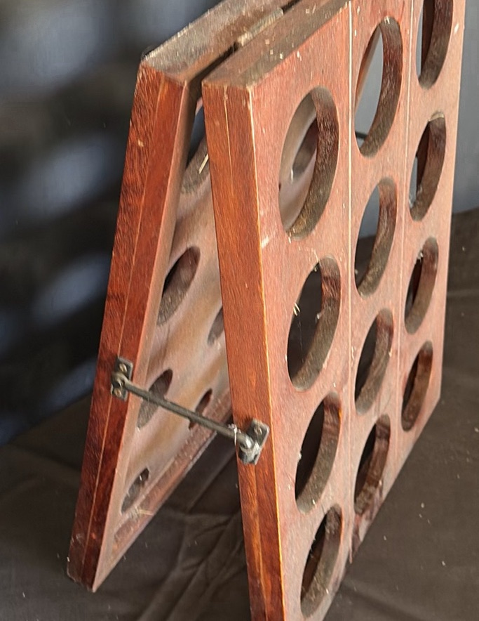 Two-panel wooden wine rack with twelve circular slots - image 3 of 3