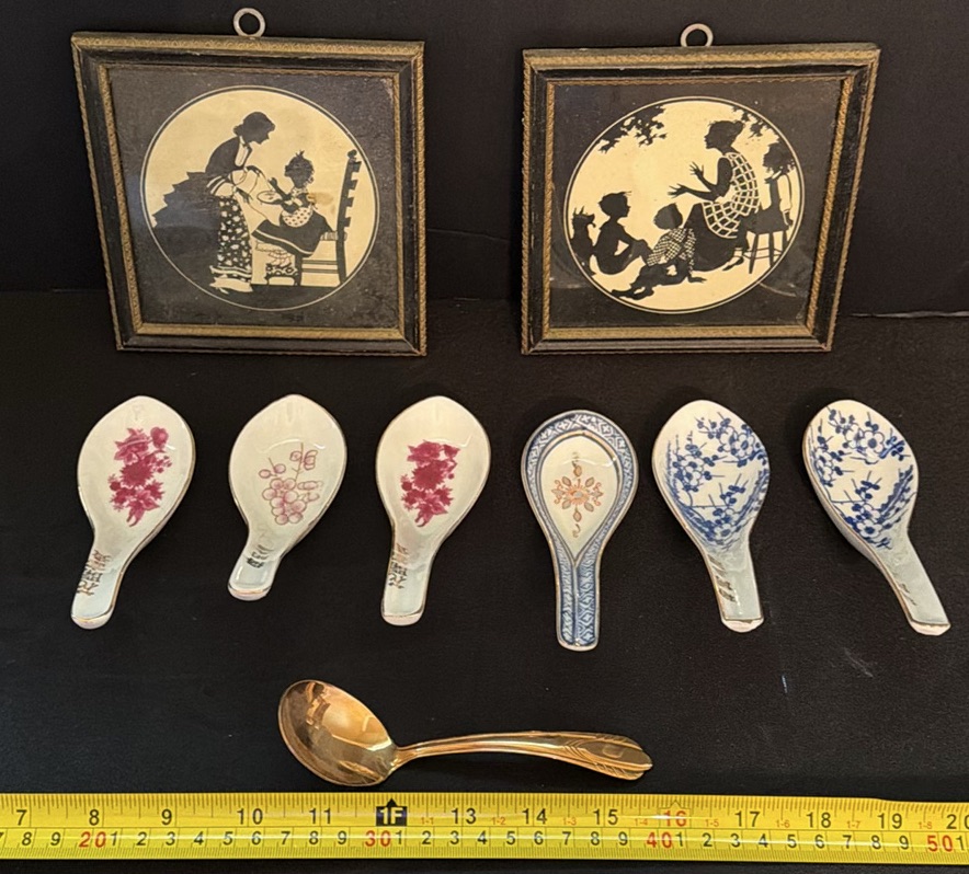 Framed Silhouette Art and Decorative Ceramic Spoon Rests - image 1 of 8