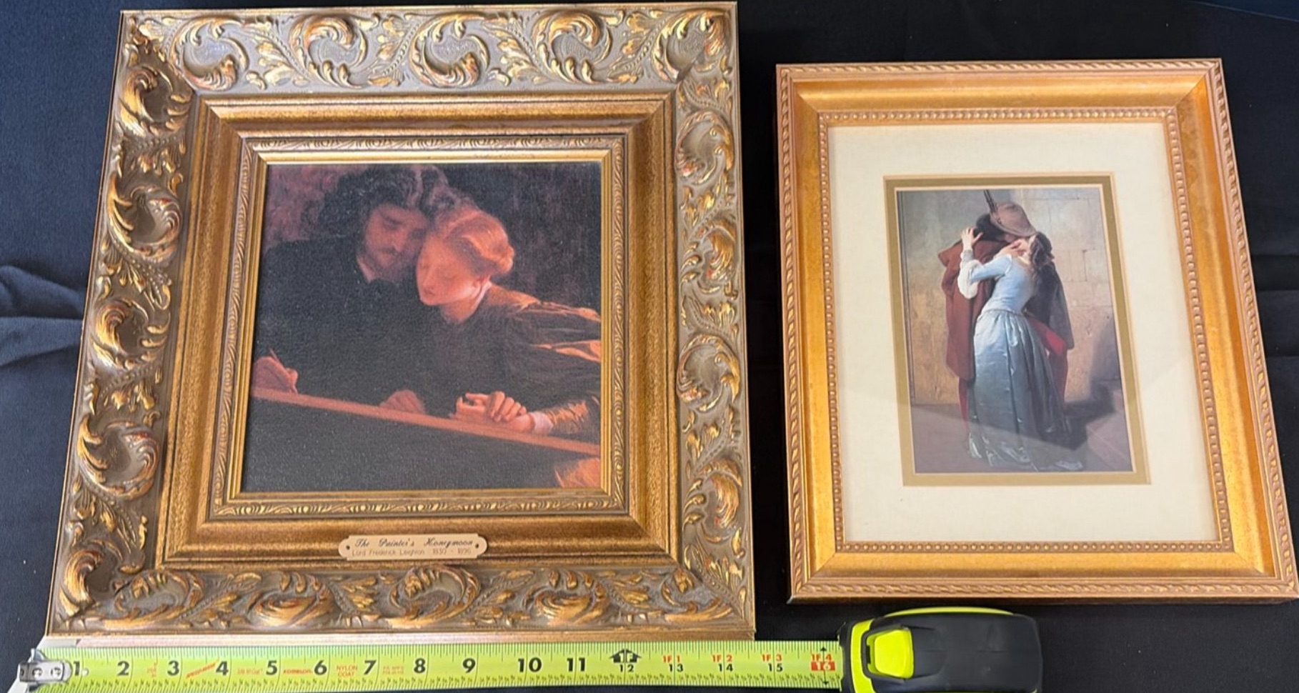 Two ornate gold-framed art prints - image 1 of 7