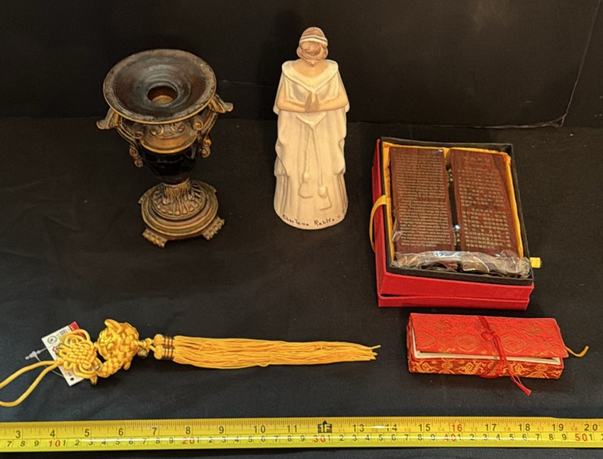 Decorative Vase, Porcelain Figurine, Peking Opera Plaque, Tassel Ornament, and Bookmark - image 1 of 5