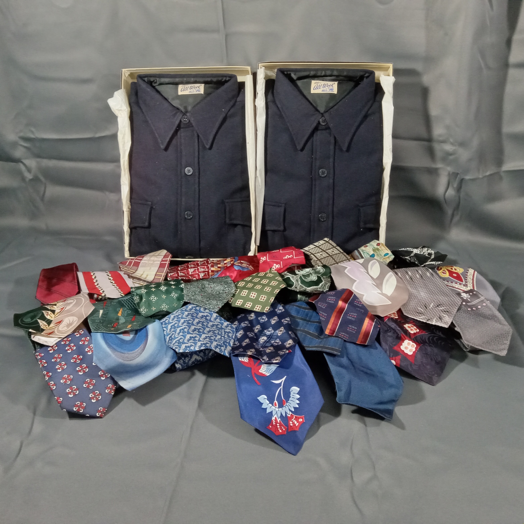 Vintage Wool Navy Shirts & Silk Ties - image 1 of 17