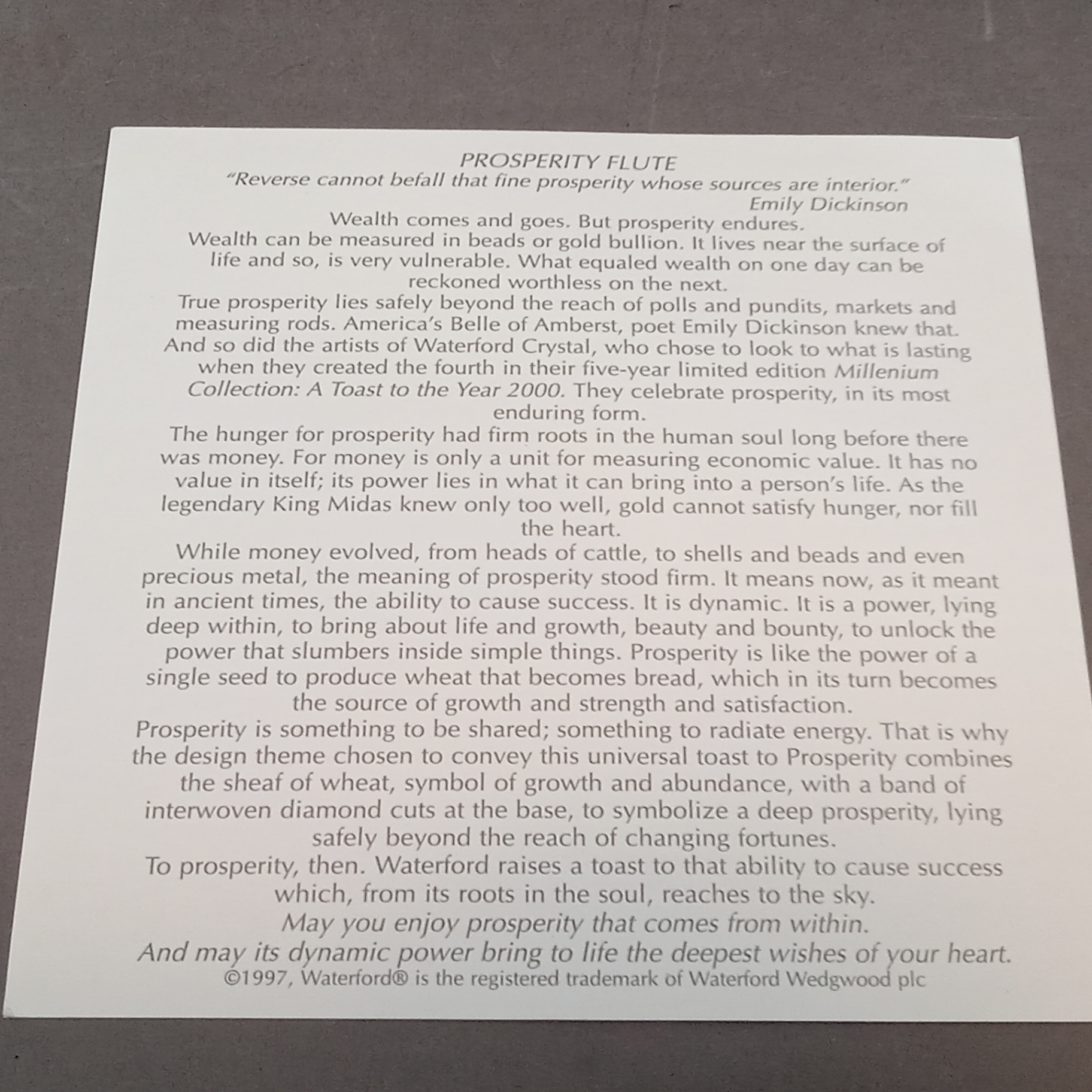 Waterford Millenium Toasting Flutes - Prosperity - image 4 of 8