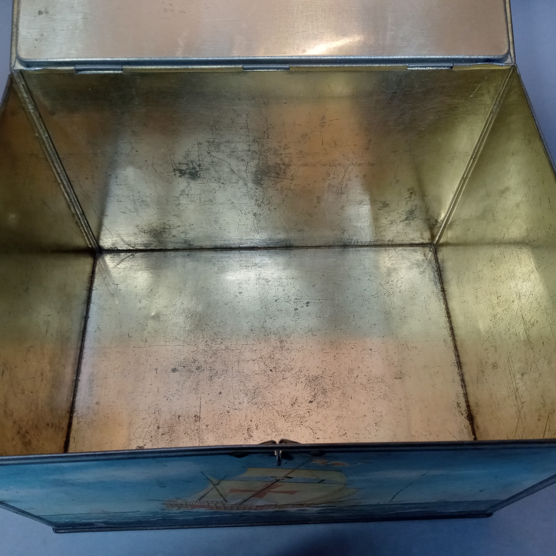 Vintage Biscuit Tin with Ships - image 10 of 12