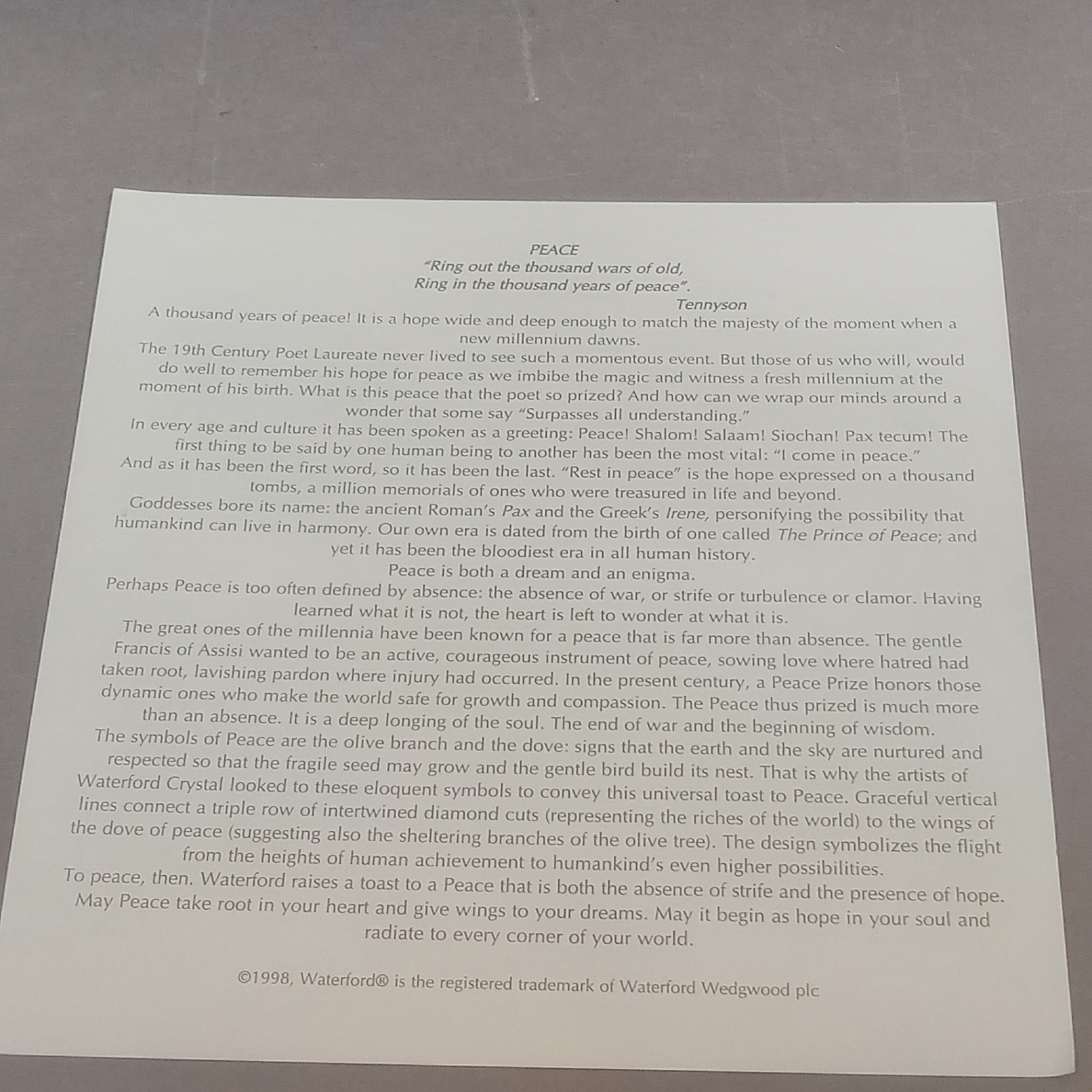 Waterford Millenium Toasting Flutes - Peace - image 4 of 7