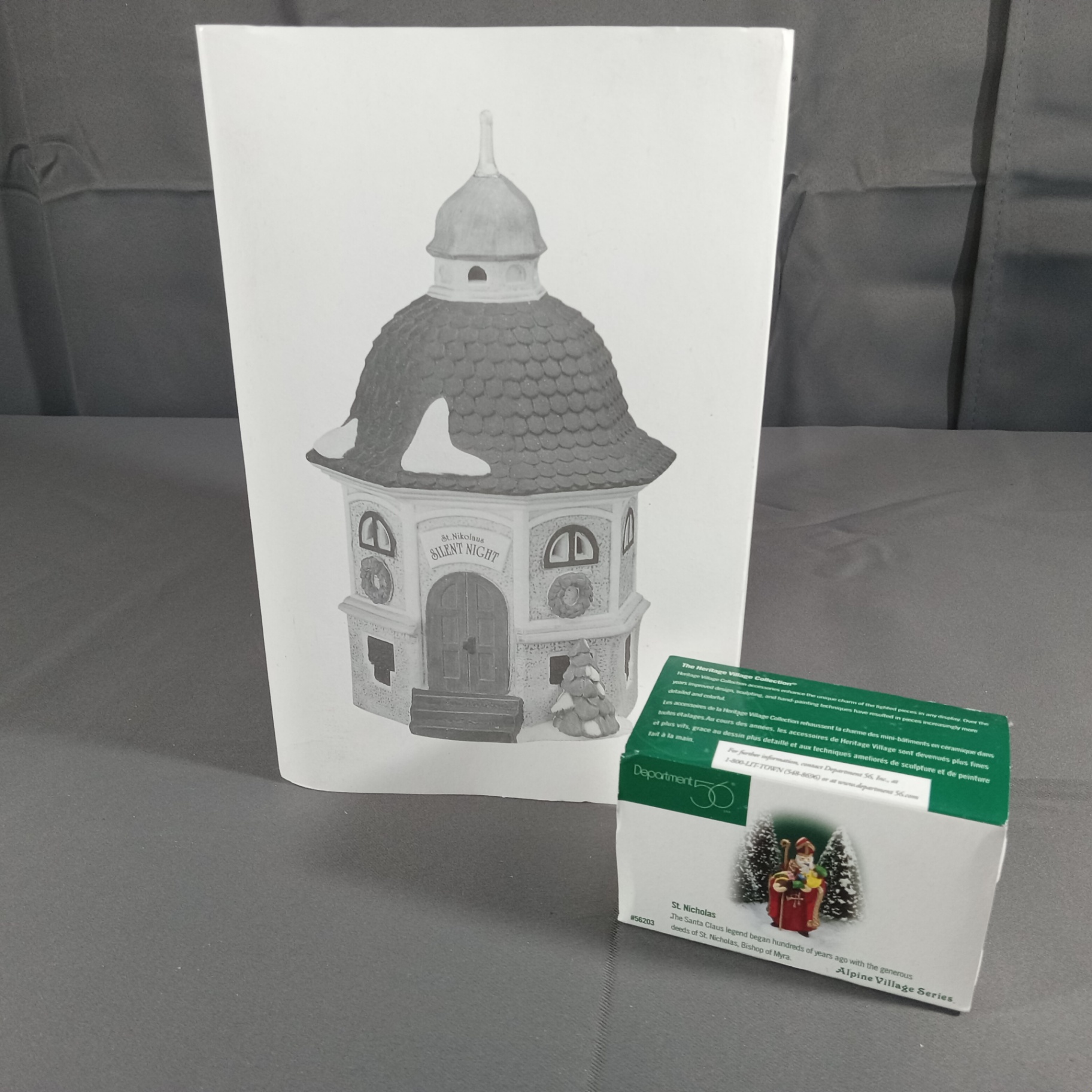  Dept. 56 Alpine Village Series - St. Nicholas + Silent Night Music Box - image 1 of 8
